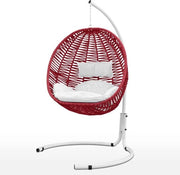 Sedia a sospensione Cocoon con telaio in acciaio e cuscini per uso interno ed esterno, sedile auto per bambini super morbido, letto a sospensione per un bambino, modello Ischia, colore rosso.
