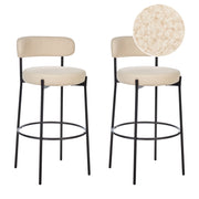 Set di 2 sgabelli da bar Beige chiaro senza braccioli Gambe in acciaio nero Boucle Design moderno Sedute per la sala da pranzo