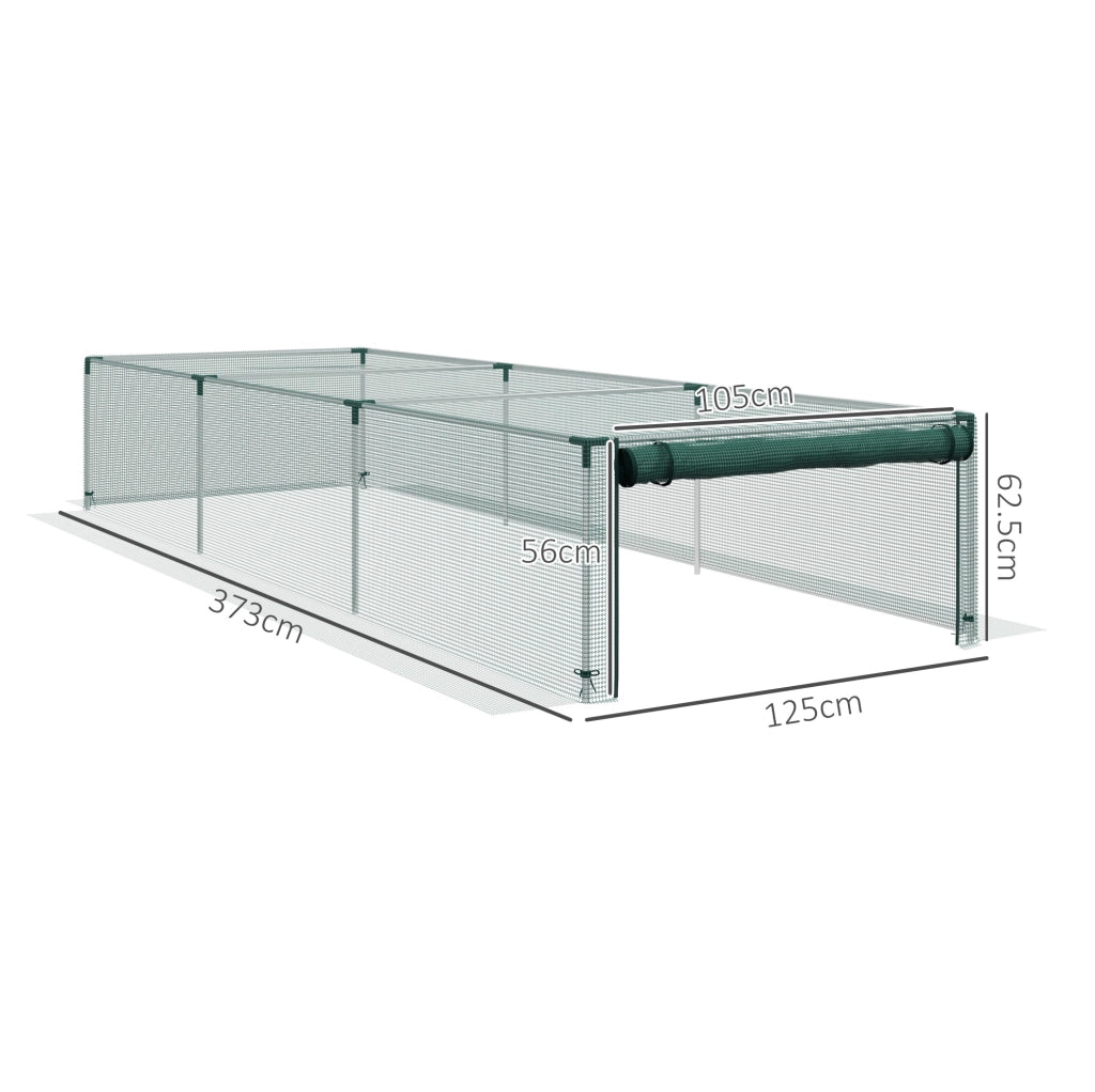 Tenda protettiva per piante 125 x 373 x 62,5 cm verde con porta zip