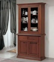 Credenza cristalliera madia in legno massiccio bugnata arte povera noce 2 ante