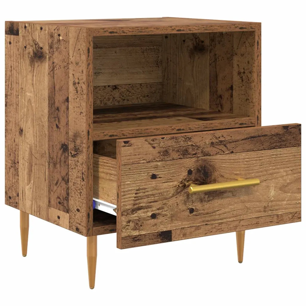 Set di 2 Comodini | Armadio da Notte | Mobiletto da notte con cassetto Legno vecchio 40 x 35 x 47,5 cm