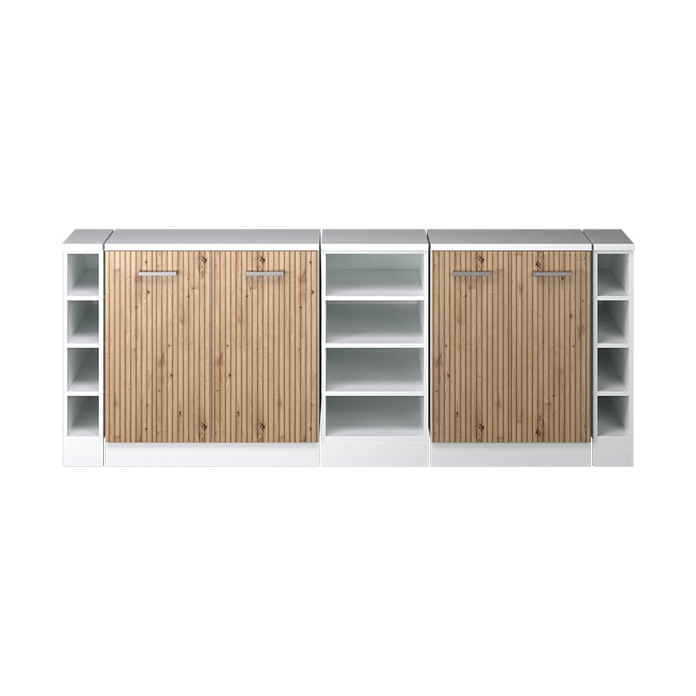 Mobile cucina sottotetto R-Line Rovere artigianale/Bianco 210 cm Set di 5 carcasse armadio profondità 60 cm Vicco