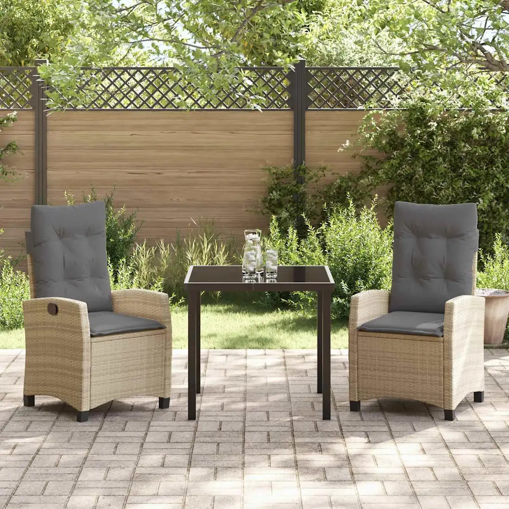 Set da Pranzo per Giardino con cuscino 3 pcs Beige polyrattan 3380400