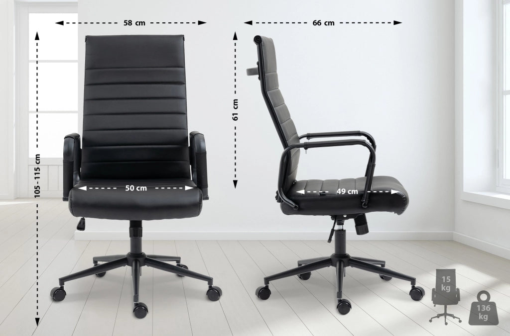 Sedia ufficio Kolumbus in similpelle nero/nero