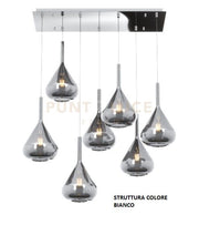 SOSPENSIONE BIANCO 7 LUCI RETTANGOLARE VETRI FUME 1177BI-S7 R-FU