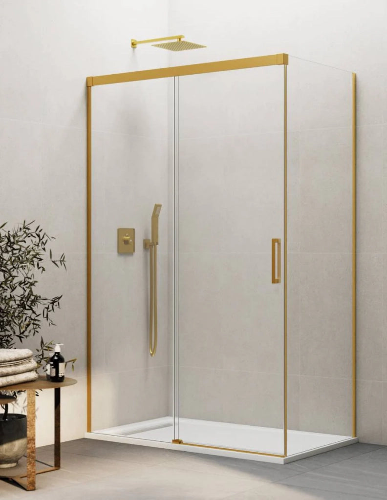 Box doccia THALASSA (BASIC) 1+1 con lato fisso laterale 105x80 cm Oro vetro trasparente