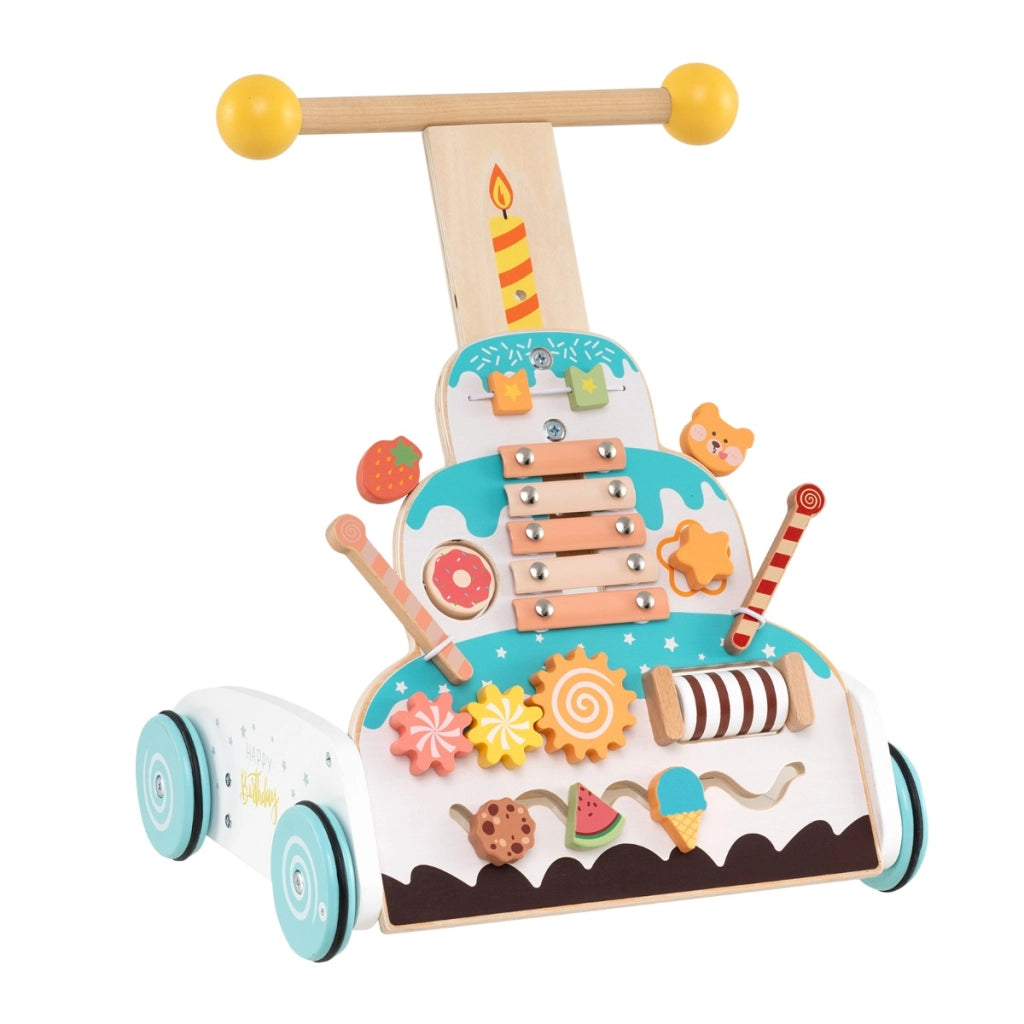 Passeggino in legno per bambini in altezza con centro attivit¨¤, Passeggino in legno per bambini e perline mobili Colorato-Primi passi