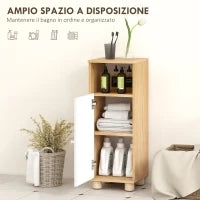 Mobiletto Bagno Salvaspazio con Armadietto a 2 Ripiani e Vano Aperto, 30x30x79.7 cm, Bianco e Legno