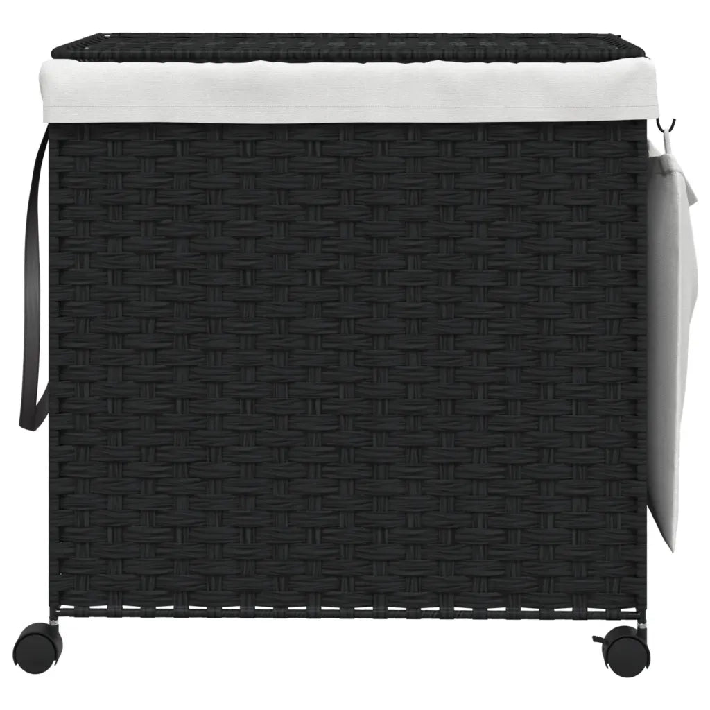 Cesto Portabiancheria con Ruote Nero 60x35x60,5 cm Rattan CFW5846476