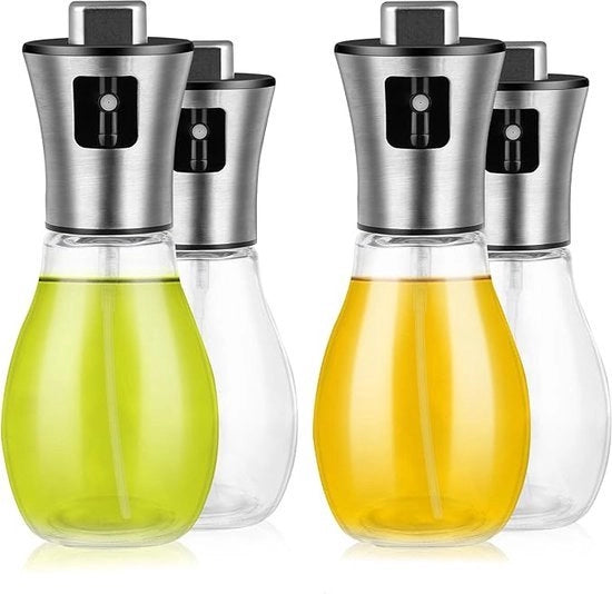 Spremeoliera per cucina, 4 pezzi di flaconcini di spruzzo per olio per frittura ad aria, 200 ml spray per olio per cucina per olio di semi, spremeoliera per insalata, BBQ, cottura, pasta, contenitore di flacone di olio.