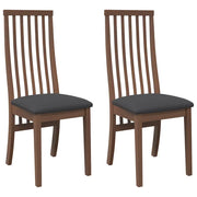 Sedie da Pranzo con Cuscini 2 pz | Sedie da cucina Marrone Legno Massello di Hevea