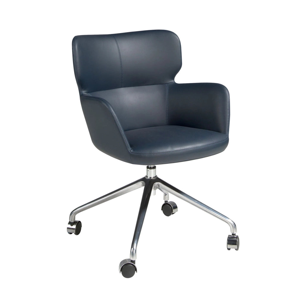 Sedia girevole da ufficio in ecopelle blu