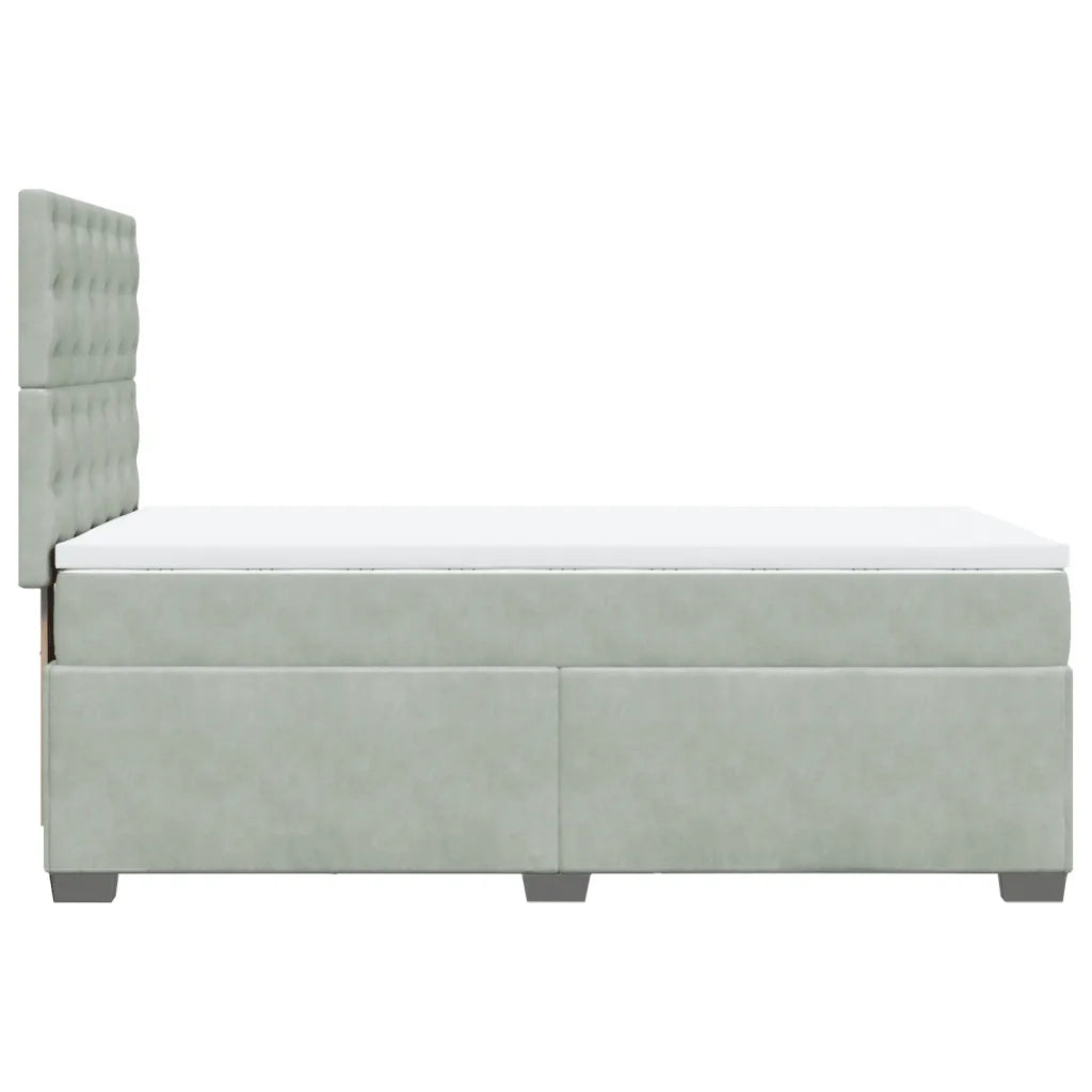 Giroletto a Molle con Materasso Grigio Chiaro 90x190 cm Velluto 3290798