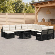 Set Divano da Giardino 12 pz Nero e Bianco Crema polyrattan 3437191