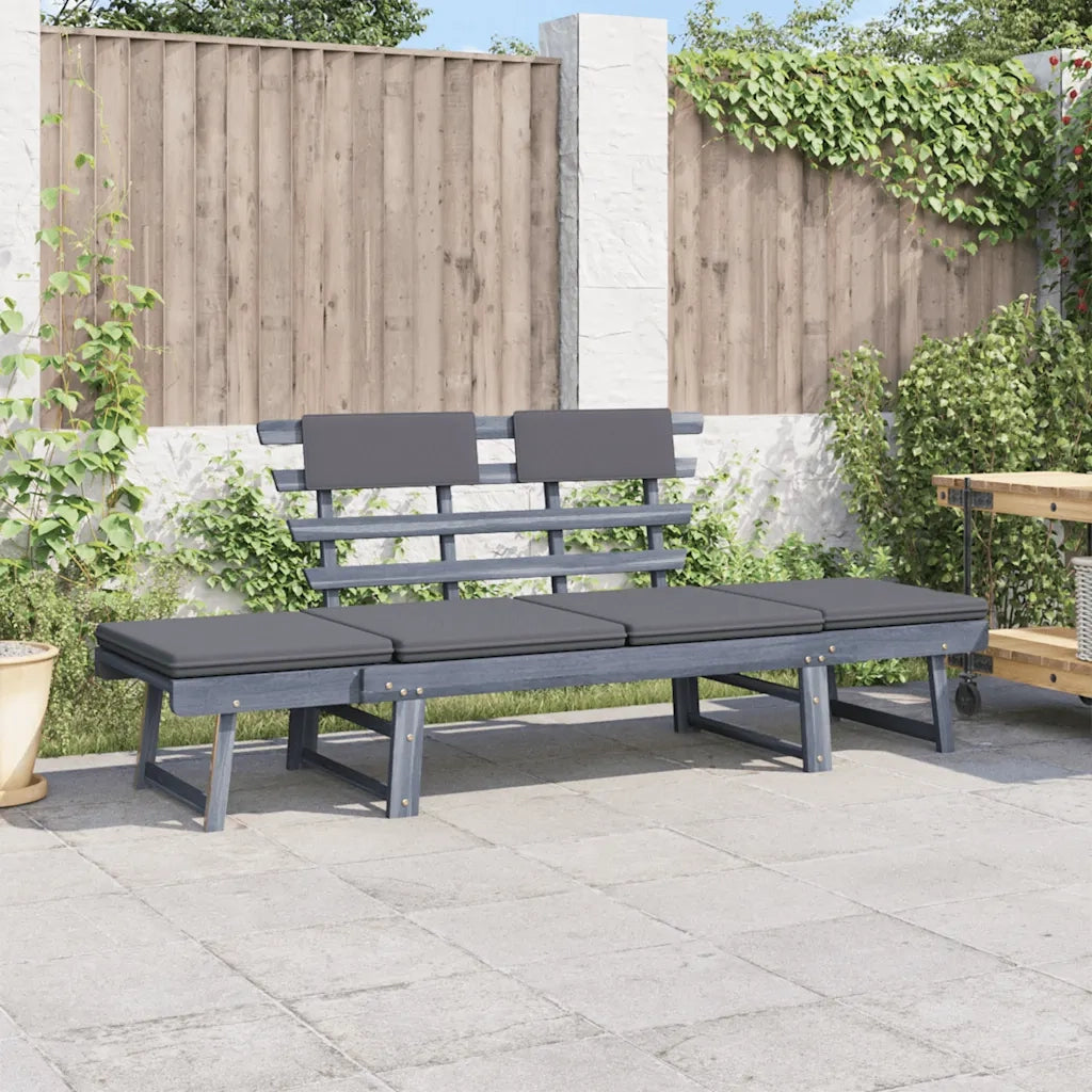 Panca da Giardino Cuscini 2-in-1 190cm Massello d'Acacia Grigio 312119