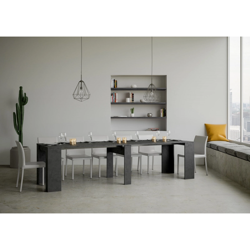 Consolle allungabile 90x40/308 cm Basic - Antracite Spatolato