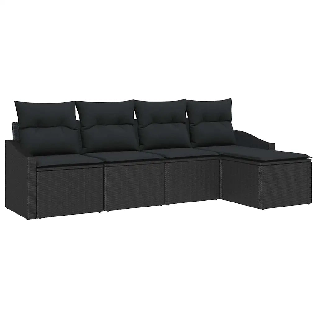 Set di divani con cuscino 5 pcs Nero polyrattan 3346683