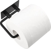 Supporto per Carta igienica senza Forare - Acciaio Inossidabile Laminato - Design Supporto per Carta igienica Rotonda - Nero - Autoadesivo