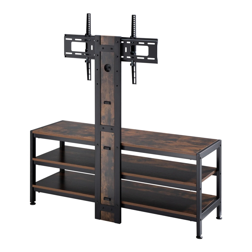 Mobile TV mobile TV per soggiorno mensola con supporto per schermo nero opaco finitura rovere rustico 03_0010052