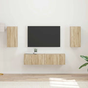 Set mobile TV 4 pz-Credenza per TV Rovere Sonoma Legno multistrato 916550