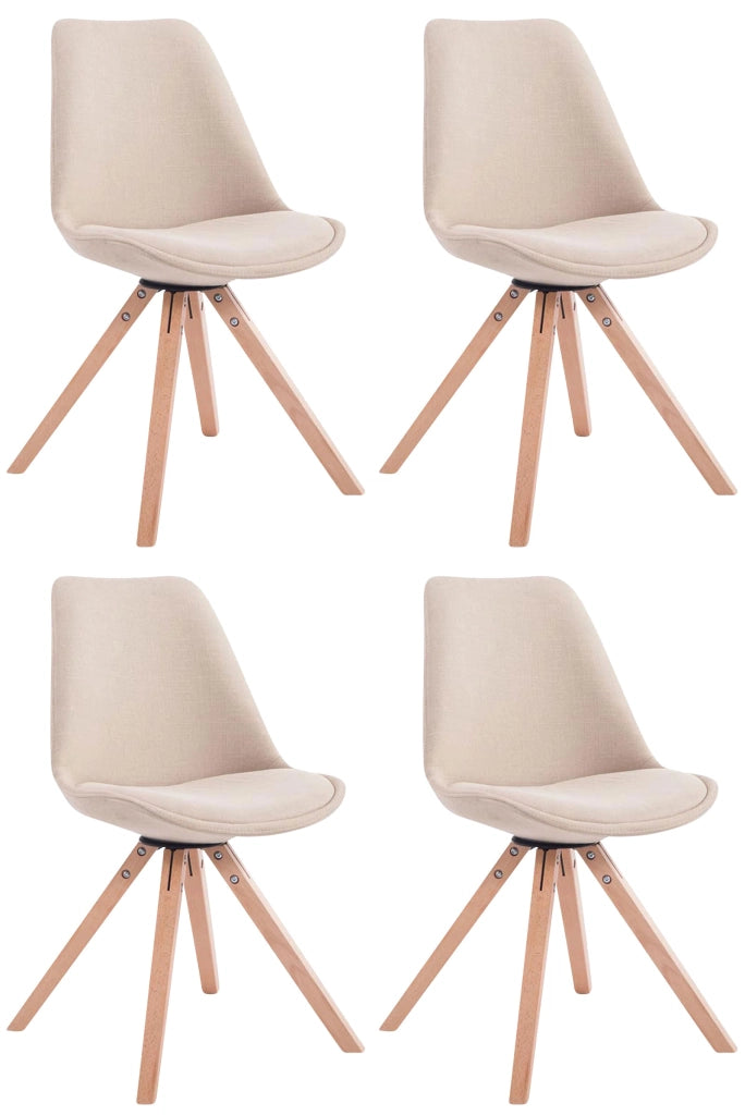 Set di 4 sedie per visitatori Toulouse Fabric Square crema,natura