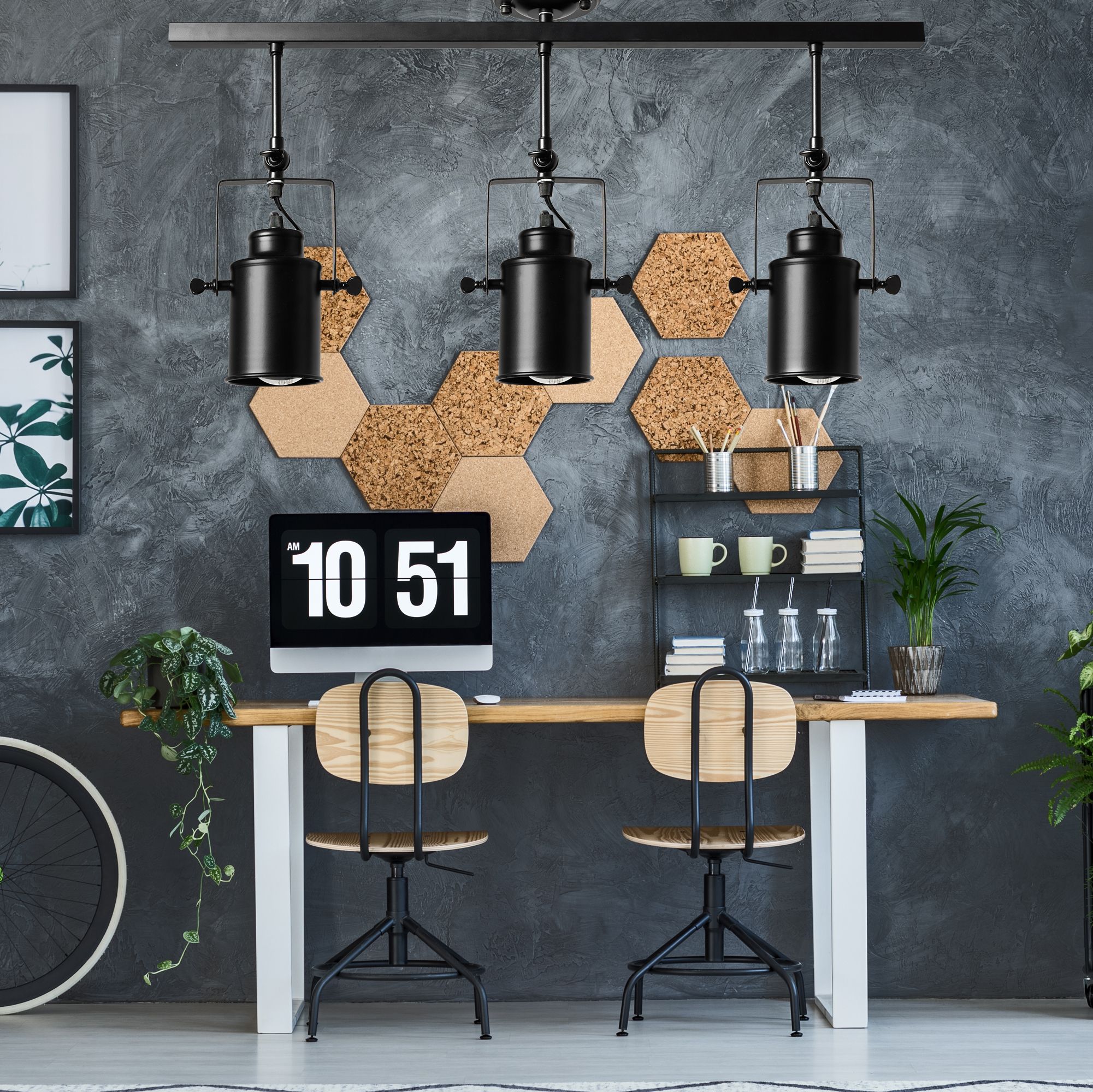 Riflettore Lampada Mobile Spot Da Soffitto Triplo Nero E27 APP487-3C