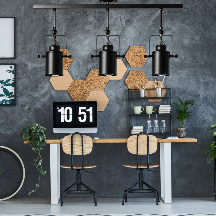 Riflettore Lampada Mobile Spot Da Soffitto Triplo Nero E27 APP487-3C