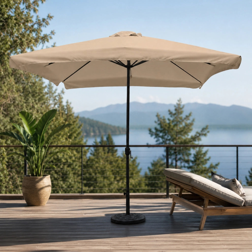 Ombrellone 3x3 Metri Quadrato Per Giardino Con Manovella Struttura In Acciaio Palo Centrale Telo Poliestere Cotone 160 G Mq Adatto A Terrazza Patio Cortile Piscina Area Relax Tortora