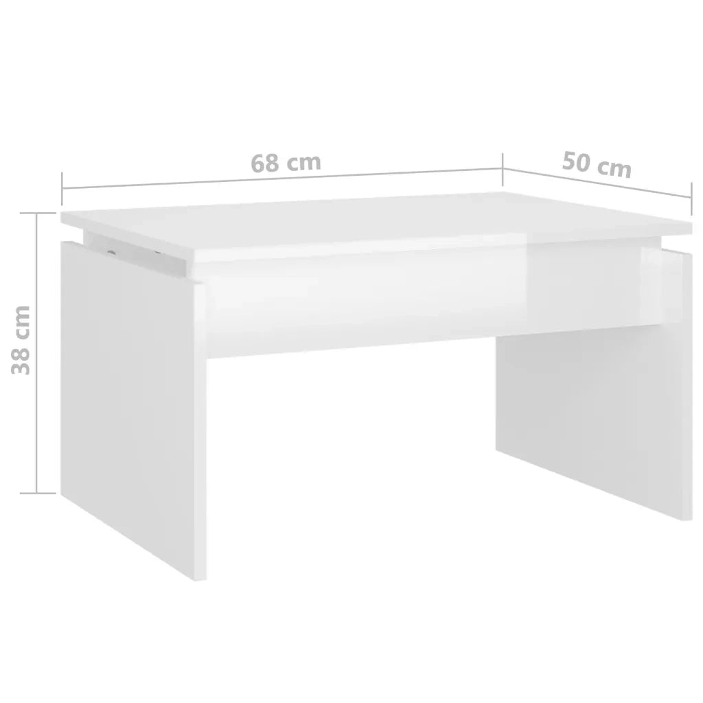 Tavolino da Salotto Bianco Lucido 68x50x38 cm Legno Multistrato 808338