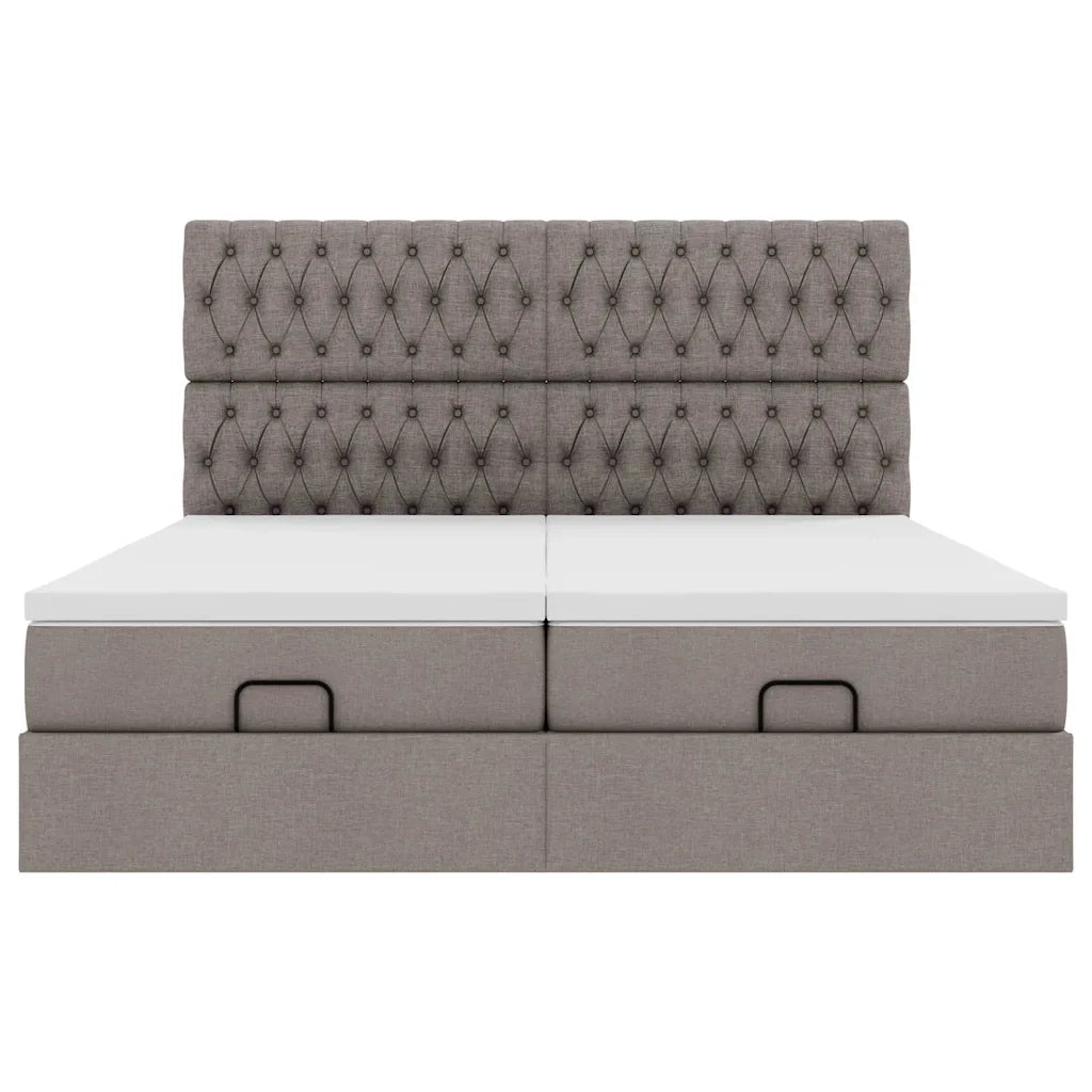 Struttura Letto Pouf con Materassi Tortora 180x200cm in Tessuto 3313717