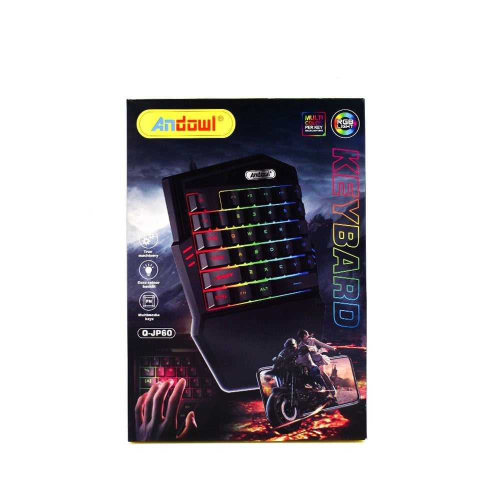 Trade Shop - Mini Tastiera Gioco Singola Usb Retroilluminazione Rgb A Una Mano Gaming Q-jp60 -