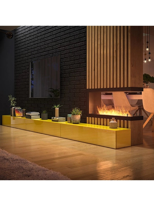 Caminetto a Bioetanolo Da Incasso di Design U1000.2 con Vetro Aperto su 3 Lati Bruciatore da 2 Litri