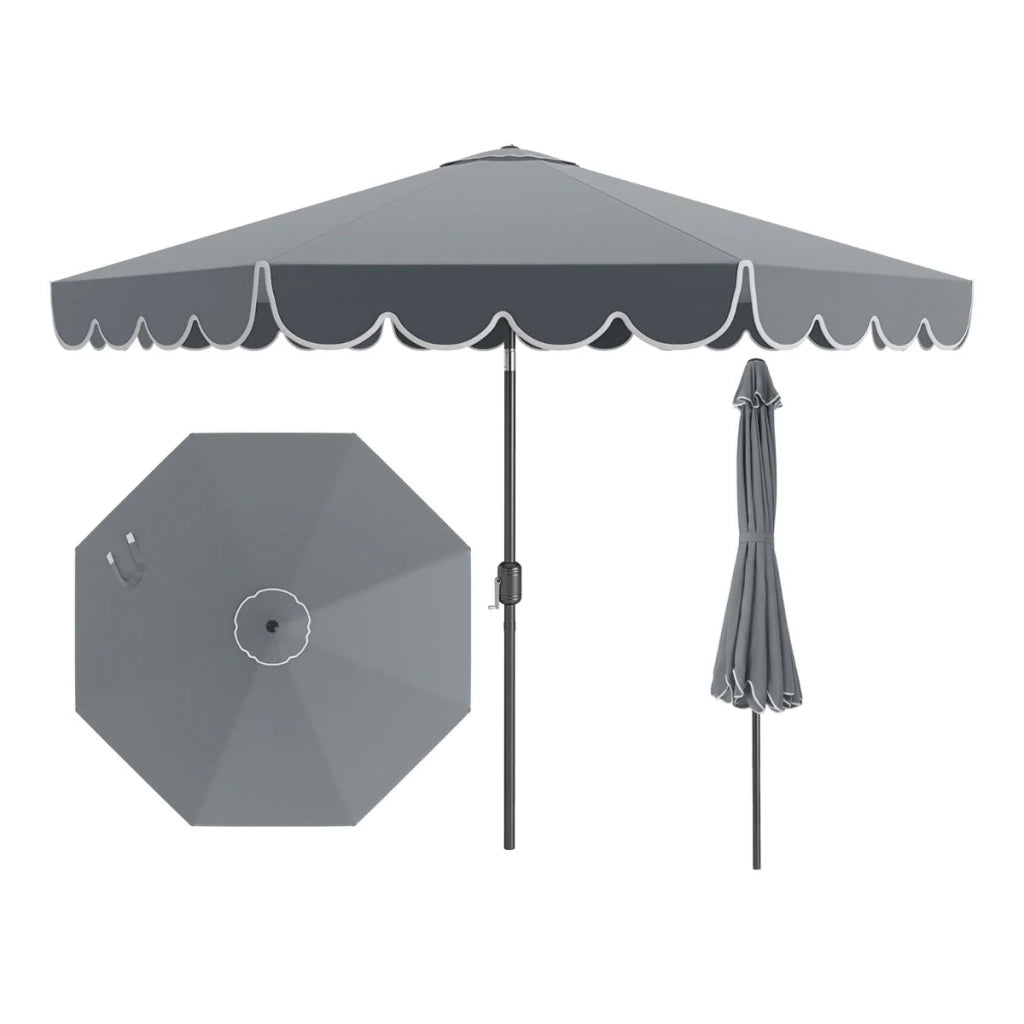 Ombrellone da giardino 300 x 251 cm con inclinazione regolabile e manovella design elegante in poliestere grigio 20_0012984