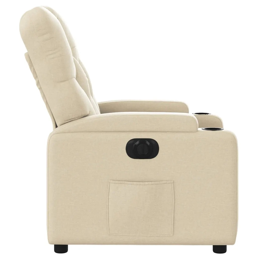 vidaXL Poltrona Elettrica Reclinabile Crema in Tessuto