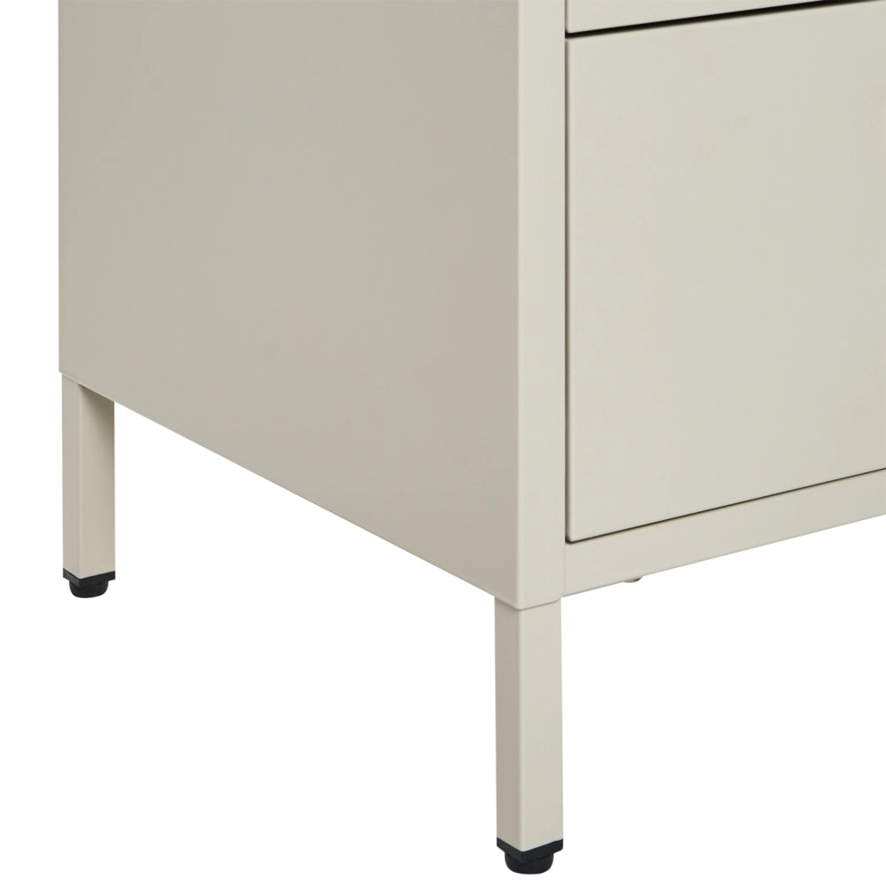 Comodino industriale moderno in acciaio 2 cassetti beige Design Industriale 2 Cassetti Camera da Letto Mobili Contenitori