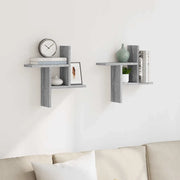 Mensole a Parete 2pz Grigio Sonoma 38x12x38 cm in Truciolato 853250