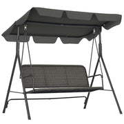 Dondolo da Giardino 3 Posti con Tettuccio ¨C Xylo ¨C Rattan PE Grigio Scuro 167x112x153cm