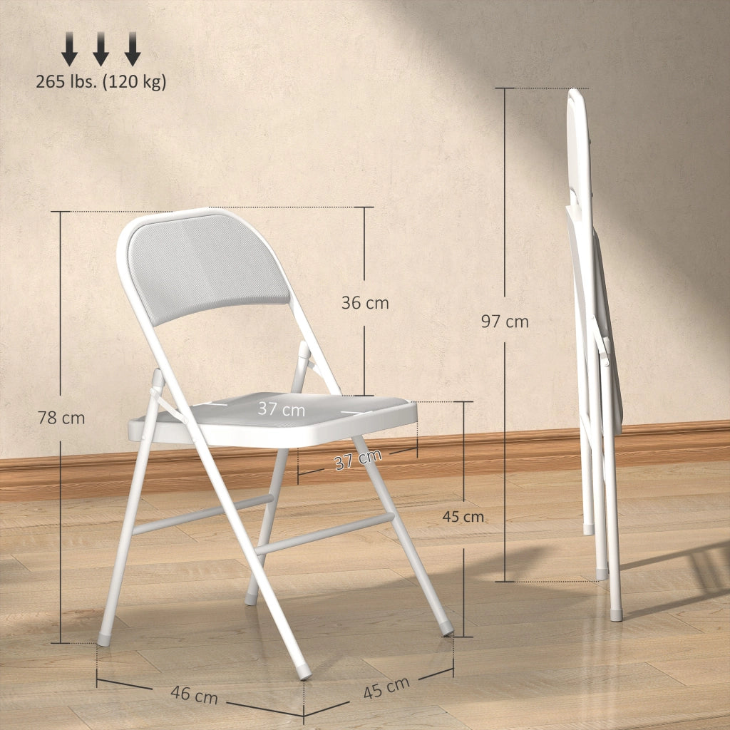 Set 4 Sedie Pieghevoli da Pranzo ¨C Xylo ¨C Struttura Metallo Bianco 45x46x78cm
