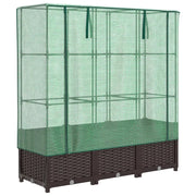 Fioriere | Cassetta per fiori | Letto Rialzato con Copertura Serra Effetto Rattan 120x40x138 cm