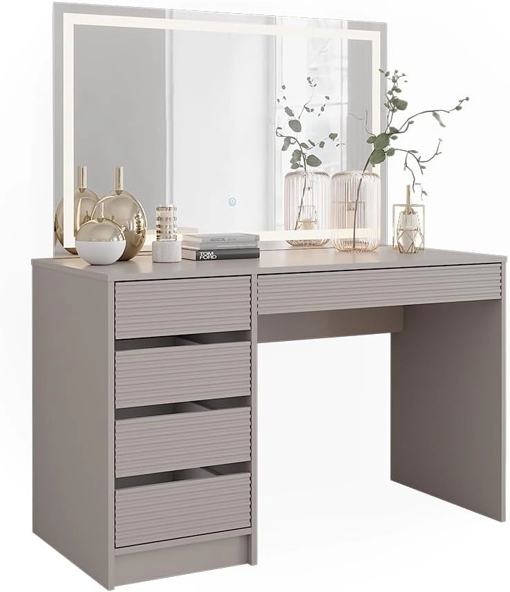 Vicco Tavolo da toilette Sherry, Cachemire, 120 cm con specchio a LED