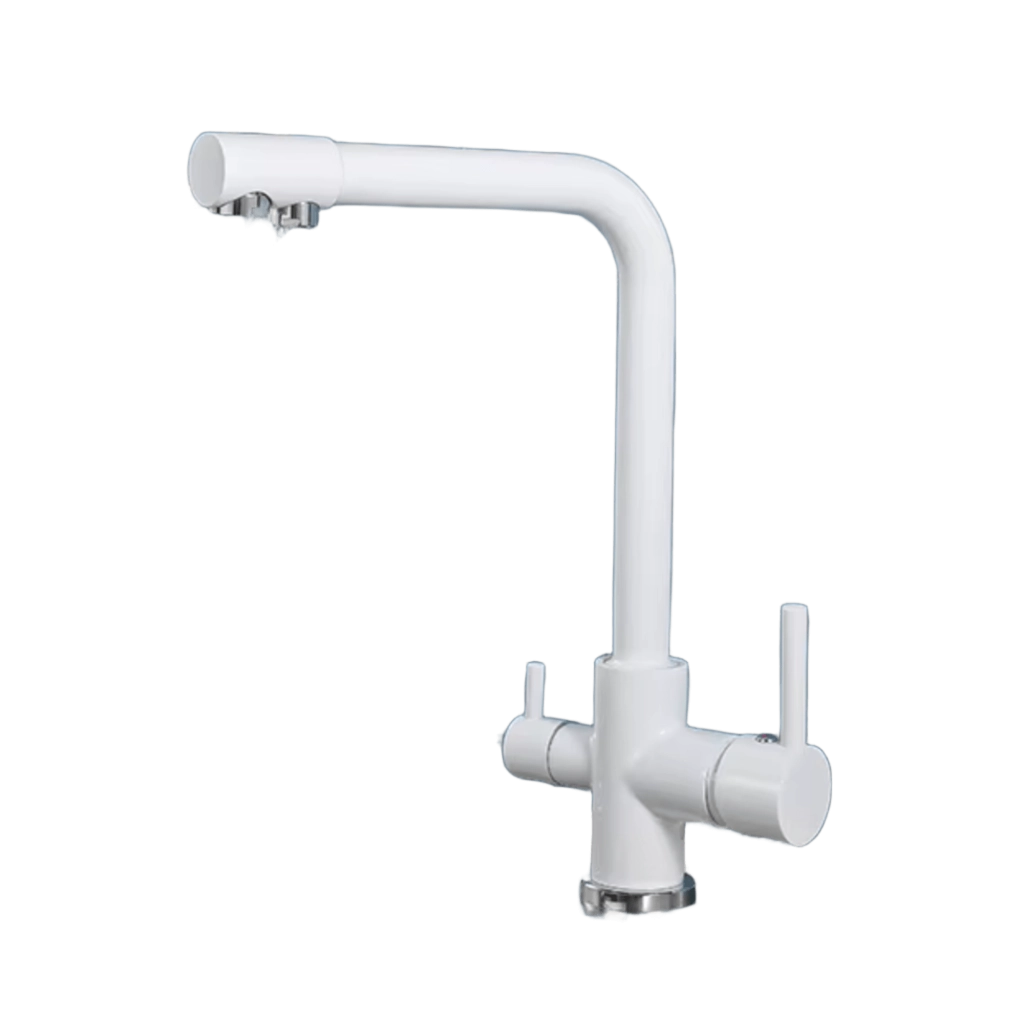 FELIX| Rubinetto per acqua potabile premium a 3 vie bianco opaco | miscelatore da cucina ad osmosi in acciaio inossidabile|Filtro 3 connessioni gastro