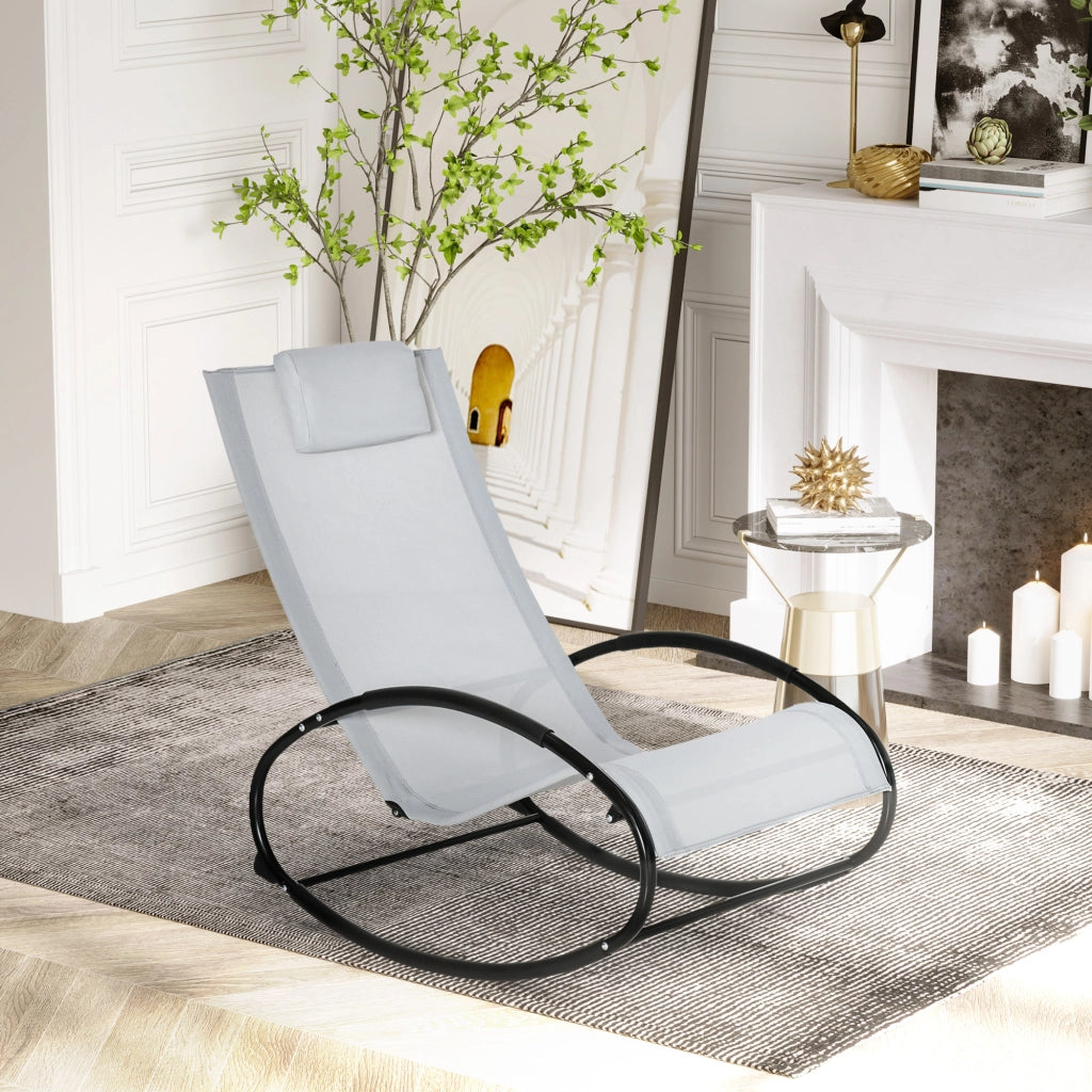 Sedia a Dondolo da Giardino Zero Gravity ¨C Xylo ¨C Grigia con Cuscino Tessuto Traspirante 105x62x88 cm