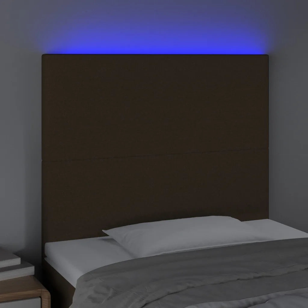Testiera a LED-Testata con LED Marrone Scuro 90x5x118/128 cm in Tessuto 685197