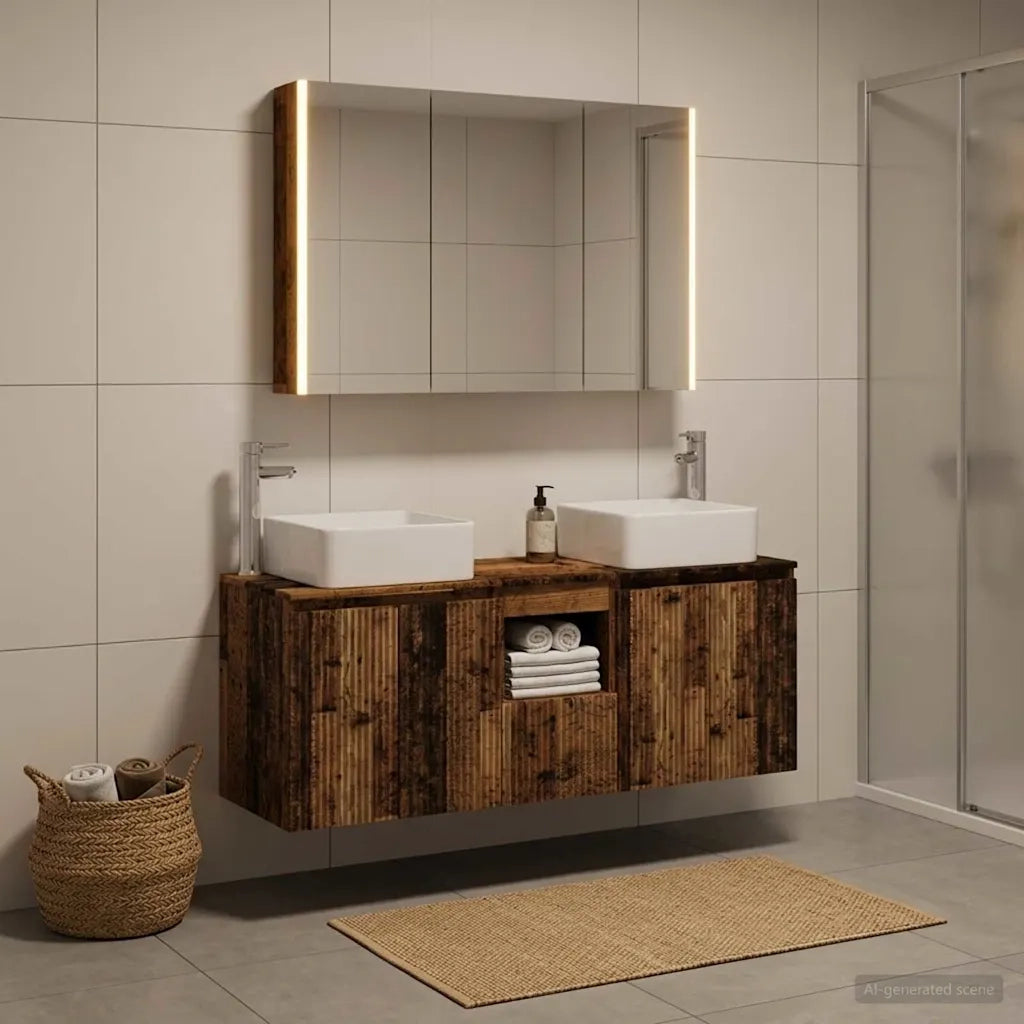 Set di Armadi da Bagno 4 pcs Legno antico Legno ingegnerizzato 3406389