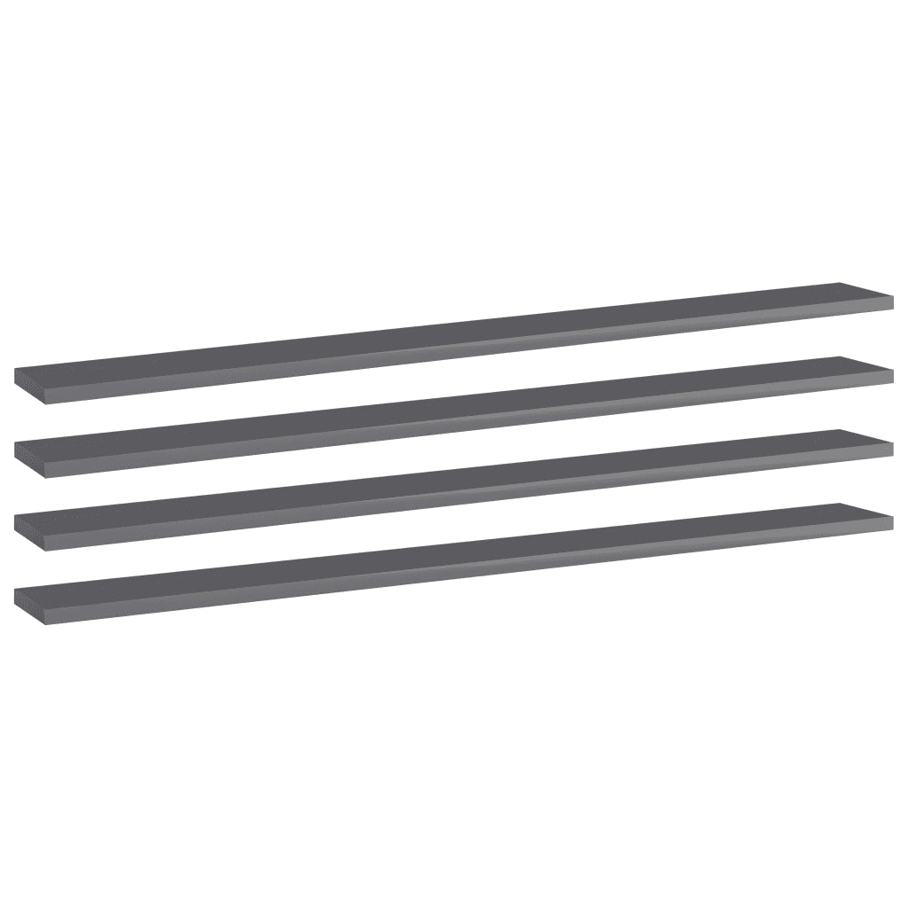 Ripiani Libreria 4 pz Grigio Lucido 100x10x1,5 cm in Truciolato