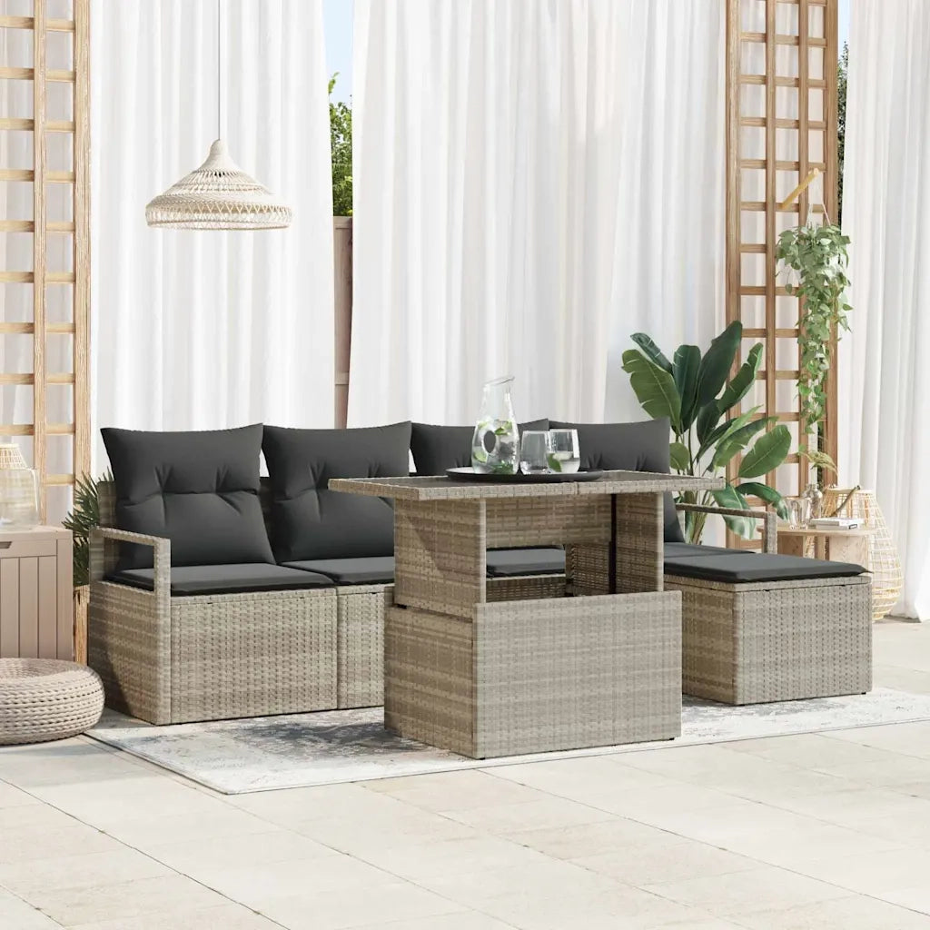 Set Divano da Giardino con cuscino 6 pcs Grigio chiaro 3348808