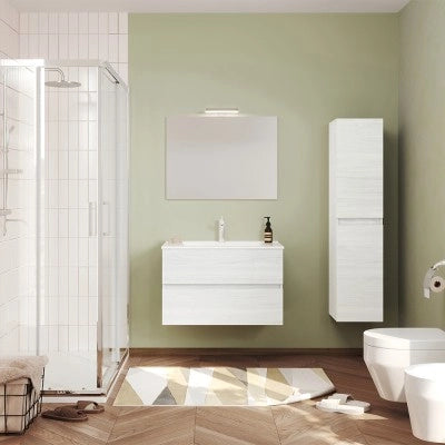 Pensile bagno sospeso bianco venato H 136 cm ante reversibili soft-close Easy