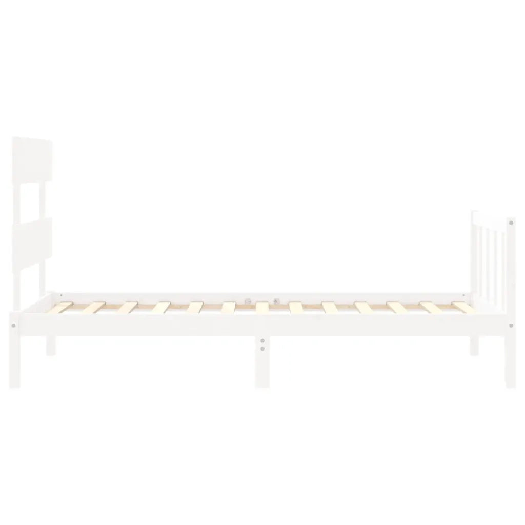 Giroletto con Testiera-Struttura Letto con testiera Bianco Single in Legno Massello 910800