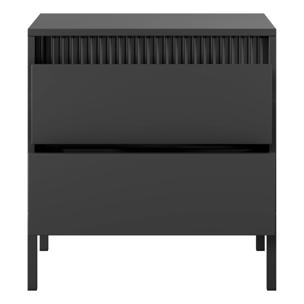 Gasalisa, Comodino 2 Cassetti, 54x40x56h cm Nero