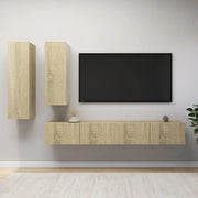 Set di Mobili TV 4 pz-Set di 4 Credenza per TV Rovere Sonoma in Legno Multistrato 654687